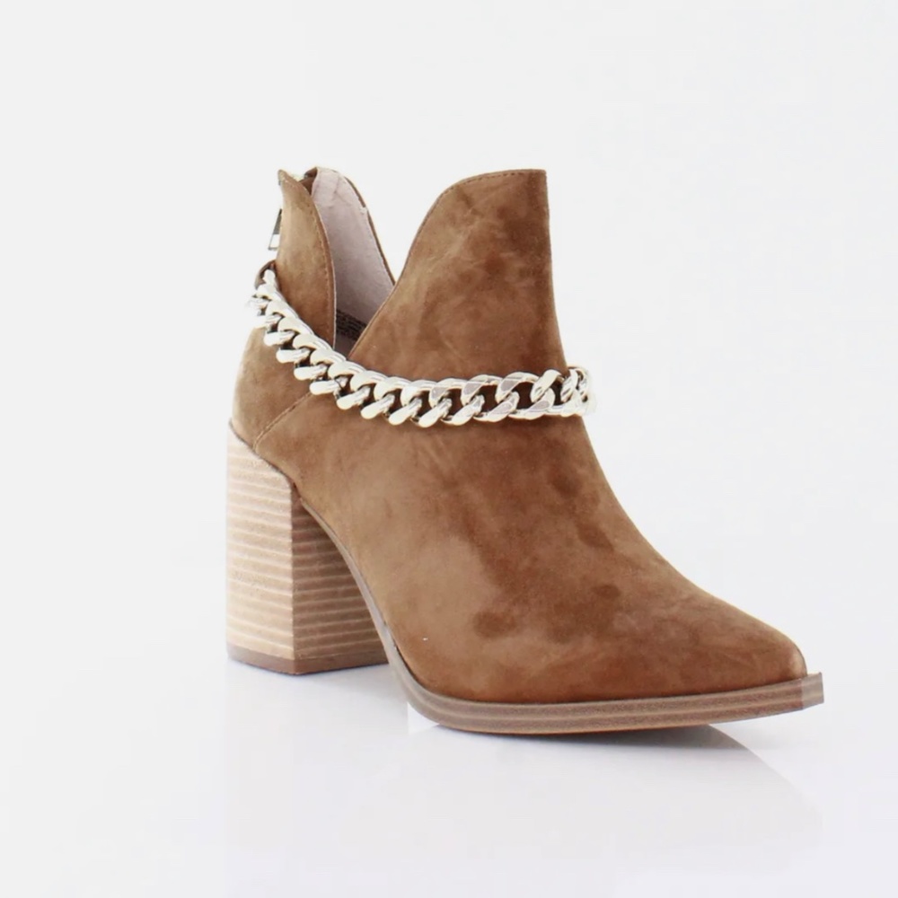 Steve Madden cognac chain bootie